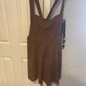 2XL Brown Corduroy Skirt Overall